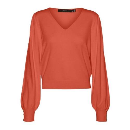 Orange V-Neck Strik til Kvinder