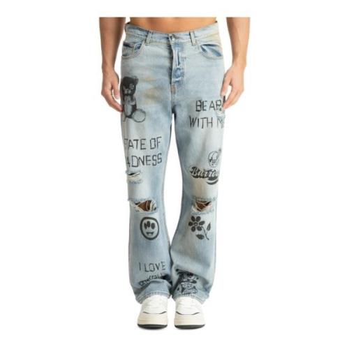 Abstrakt Multifarvet Jeans med Logo