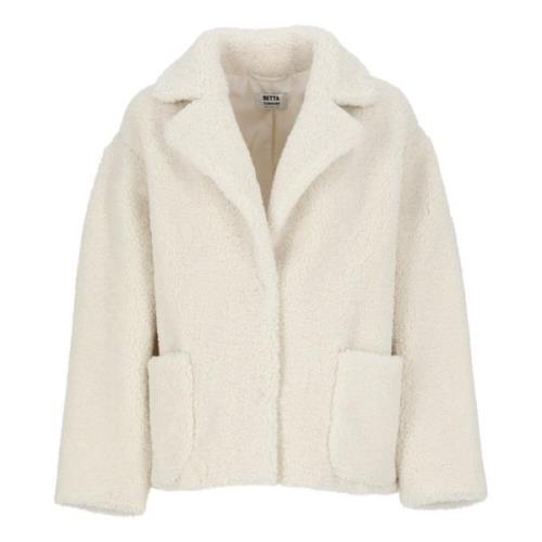 Ivory Faux Fur Peak Lapel Coat