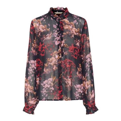 Blomsterprint Bluse med Rynkedetalje