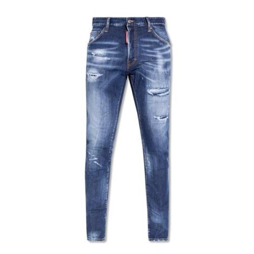 Blå Distressed Slim-Fit Jeans