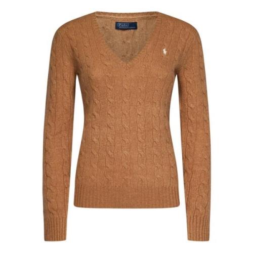 Elegant V-Hals Sweater med Cable Knit Design