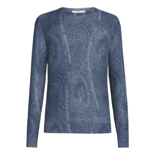 Blå Paisley Silke Cashmere Sweater