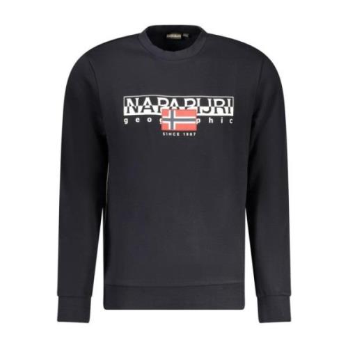 Sweatshirt med logo print og rund hals