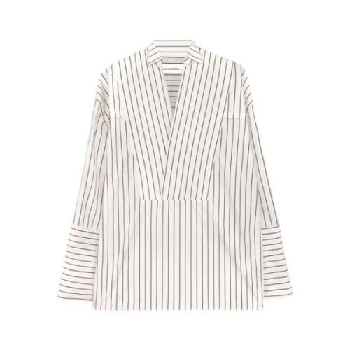 Stribet Oversized Skjorte med Plastron