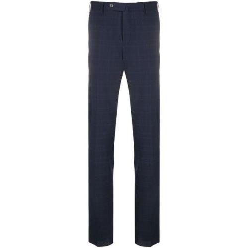 Marineblå Ternet Slim-Fit Chinos