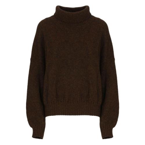 Brun Cashmere Høj Hals Sweater