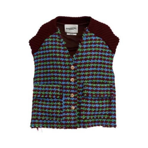 Bordeaux Tweed Oversized Vest