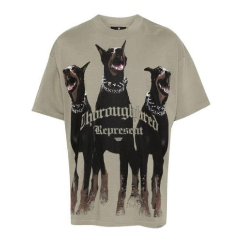 Grøn Bomuld Jersey T-shirt med Hundetryk