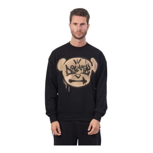 Sort sweater med frontlogo print