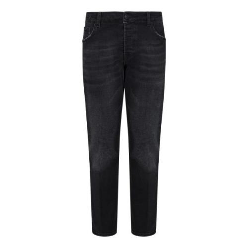 Sort Slim Fit Jeans med Distressed Look