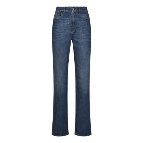 Blå High-Waisted Slim Fit Jeans