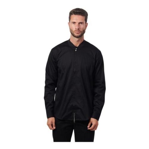 Sort Zip-Up Skjorte Regular Fit