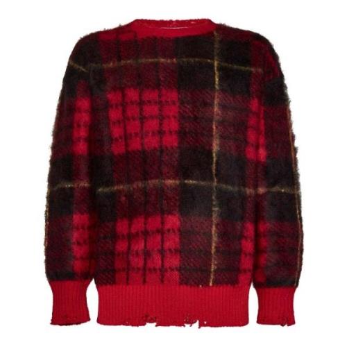 Rød Distressed Sweater Mohair Silke Uld