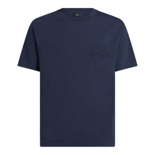 Blå Bomuld Jersey T-Shirt med Broderet Logo