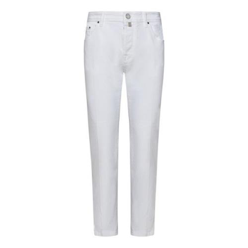 Hvide Slim Fit Jeans med Logo