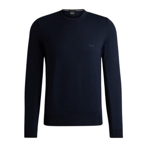 Blå Crew Neck Uld Sweater