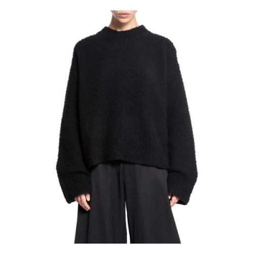 Sort Ribstrikket Oversized Sweater