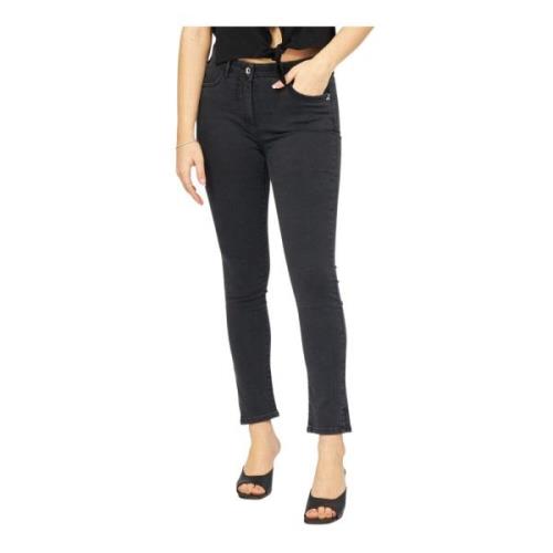 Sorte Slim-Fit Denim Jeggings med Fly Silhuet