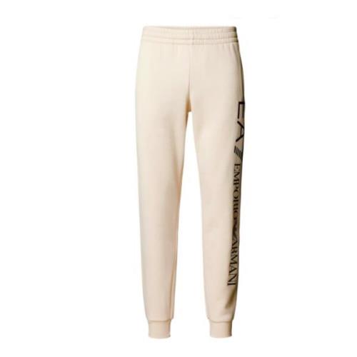 Beige Bomuld Jogger med Logo Skrift