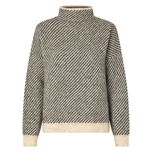 Mohair Stribet Turtleneck Sweater