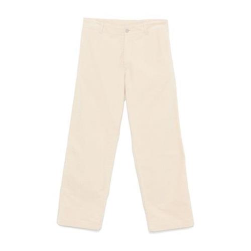 Beige Corduroy Bukser med Logo Patch