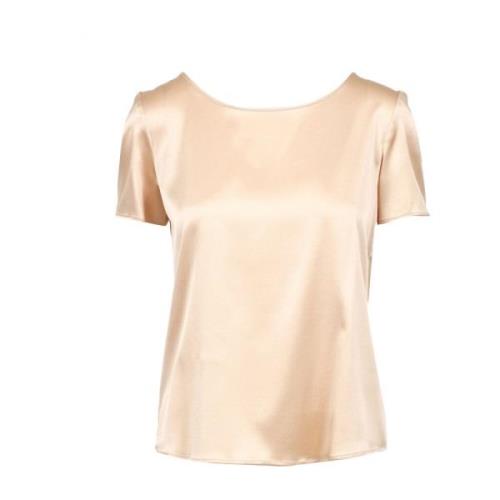 Champagne Silke Satin Bluse