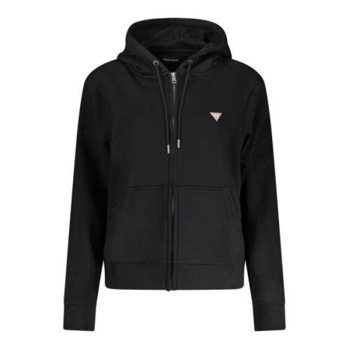 Sort Zip Hoodie med Logo Applikation