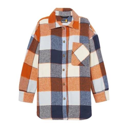 Orange Flannel Oversized Skjorte