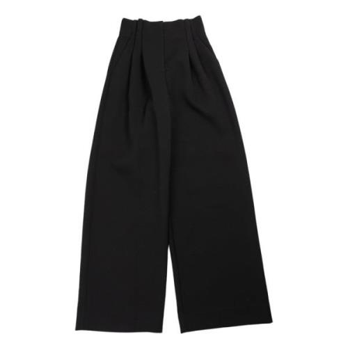 Sort Wide Leg Pant med Polyester-Viskose Foring