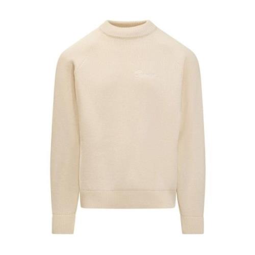 Beige Strikket Crewneck Sweater