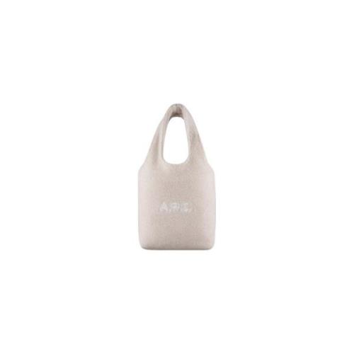 Beige Fåreskind Vertikal Tote Taske