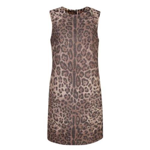 Leopard Jacquard Midi Kjole