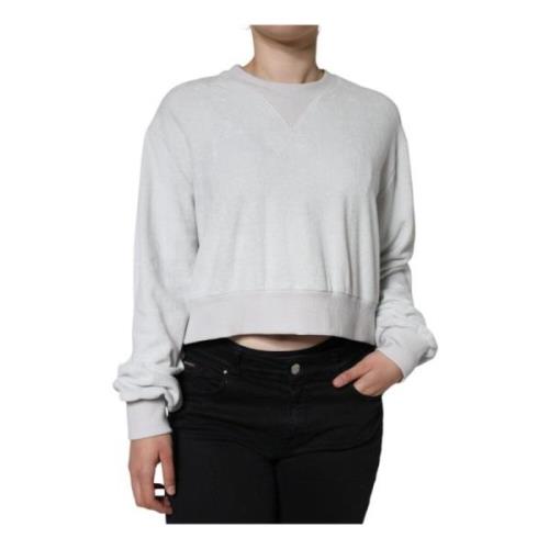 Hvid Nylon Stretch Pullover Sweater