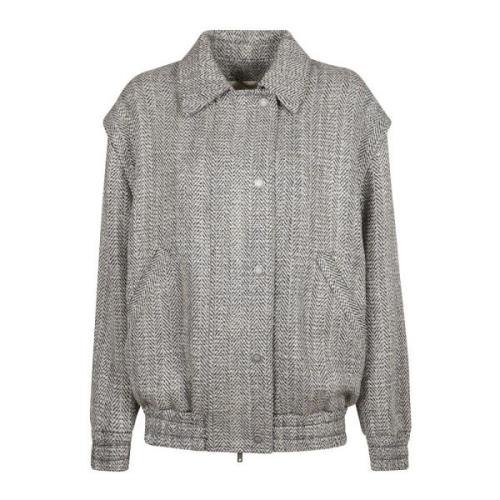 Herringbone Wool Bomber Jacket