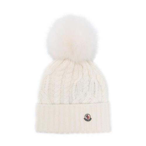 Hvid Pom-Pom Beanie Hat