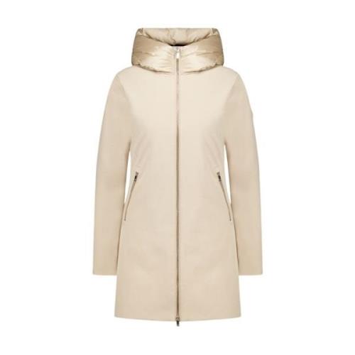 MIRE 2.2 - Lang beige softshell jakke med hætte