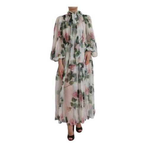 Rose Print Silk Maxi Kjole