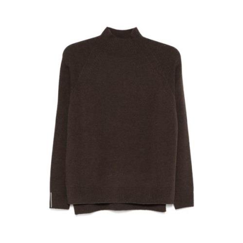 Brun Uldblanding Mock-Neck Sweater