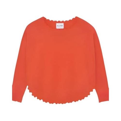 Kashmir Pullover Orange Rød Frynset