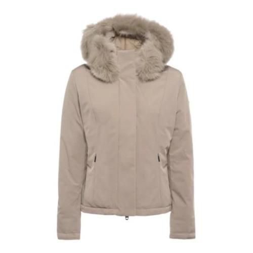 Tech Fur Jakke Beige med Logo