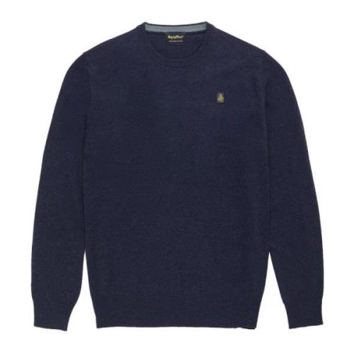 Blå Uld Pullover med Frontlogo