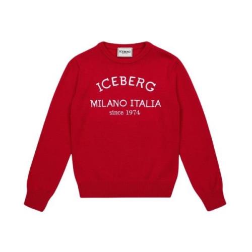 Rød crew neck sweater med logo