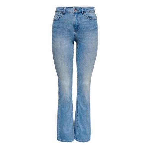 Højtaljede Flare Jeans - Lys Vask