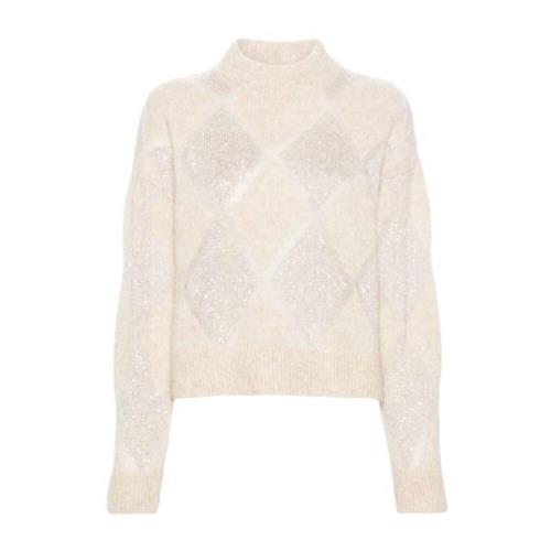 Beige Højhalset Sweater