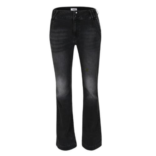 Flare denim jeans med 5 lommer