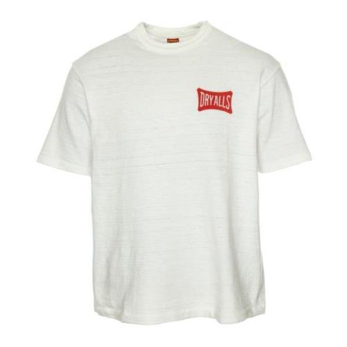 Ribbet Rund Hals T-Shirt med Print