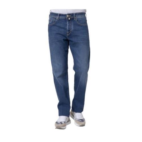 Mørkeblå Vasket Straight Cut Jeans