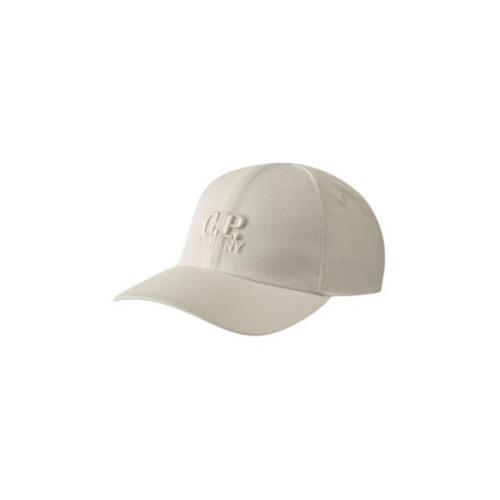 Hvid Logo Cap i Gabardine Stof