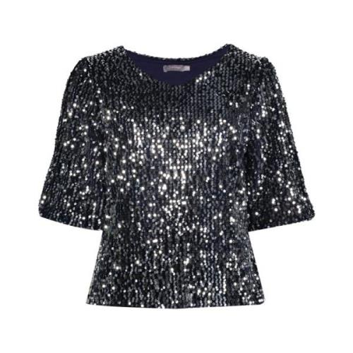 Velvet Paillet Puffærme Top